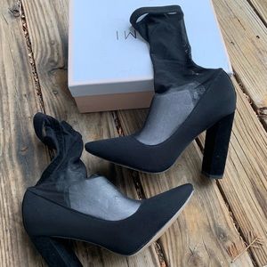 Mesh Black Block Heel